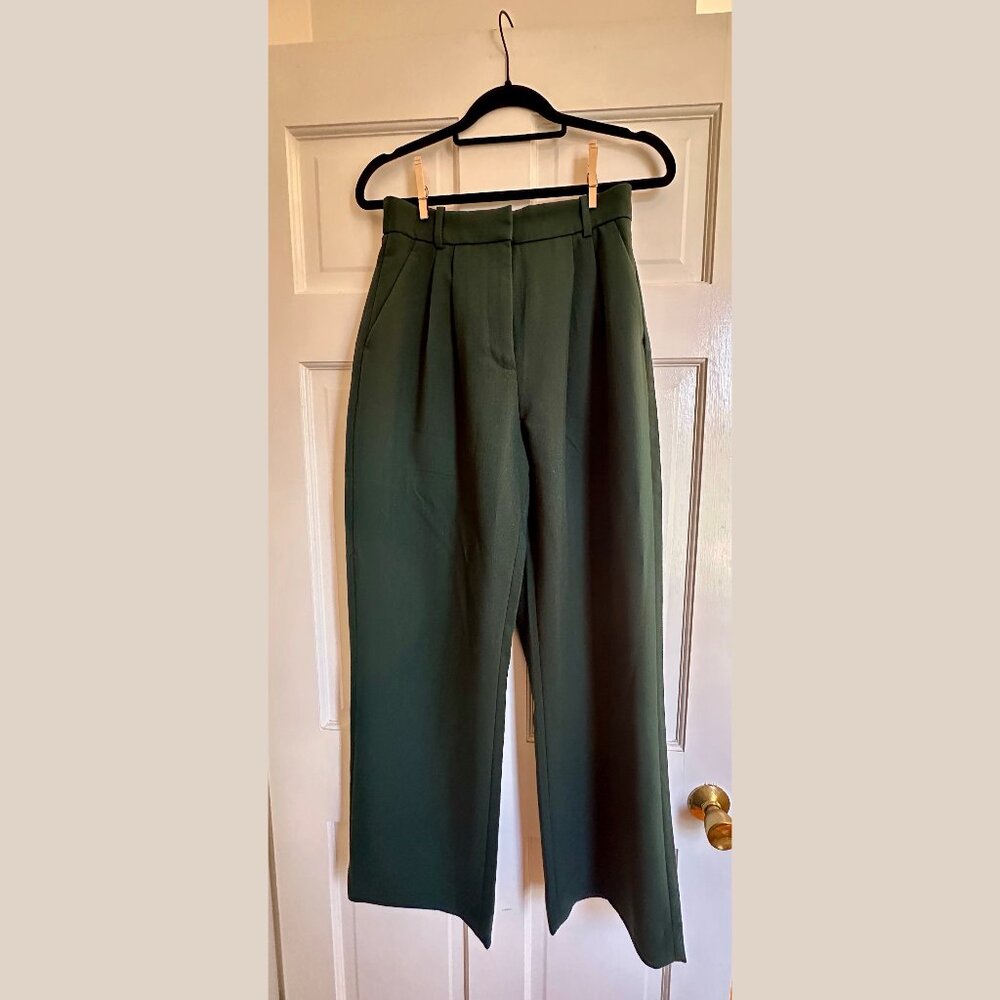 Abercrombie Sloane Curve Love Tailored Wide Leg Pant in Deep Green